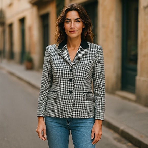 Evan Picone Jackets & Blazers - Evan Picone Houndstooth Velvet Collar Suit Blazer Jacket Women's 16W NWT